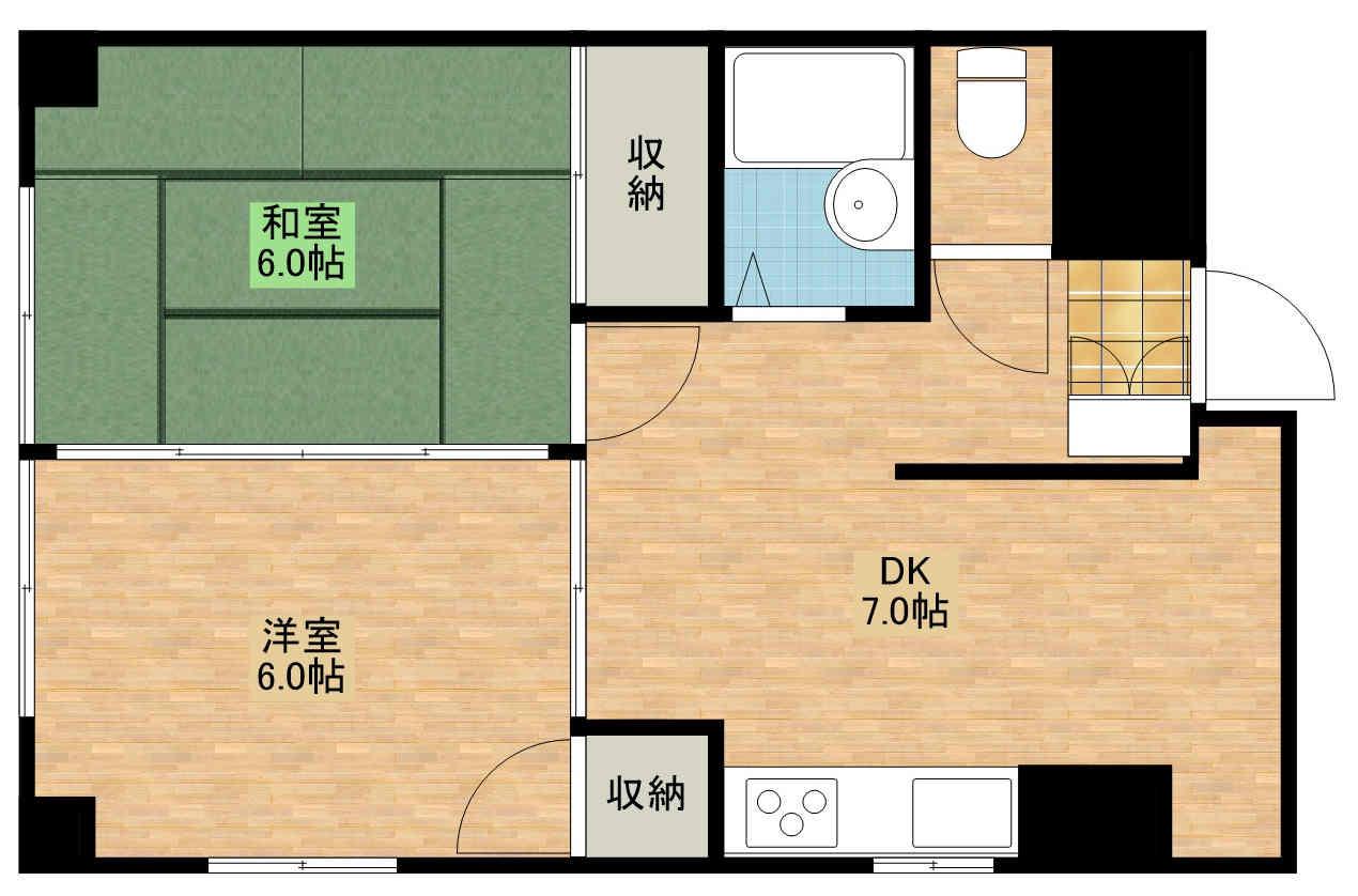 第2平和マンション(2DK/6階)の間取り写真