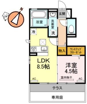 カサレナ(1LDK/1階)の間取り写真