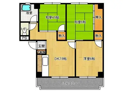 森本ビル(3DK/3階)の間取り写真