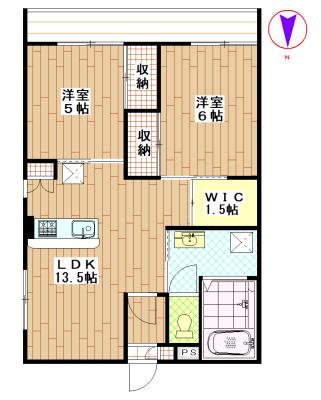 小倉ハイツ(2SLDK/1階)の間取り写真