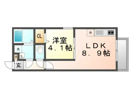 ディアマン元浜(1LDK/3階)の間取り写真