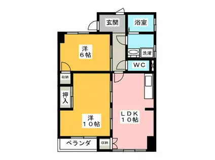 城前レジデンス(2LDK/3階)の間取り写真