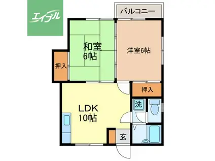 てづかハイツ(2LDK/2階)の間取り写真