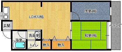 新栄プロパティー南太子堂(2LDK/4階)の間取り写真