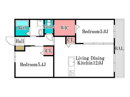 クレセール平井(2LDK/2階)の間取り写真