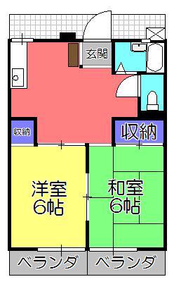 クラウンハイツ彦根2(2DK/1階)の間取り写真