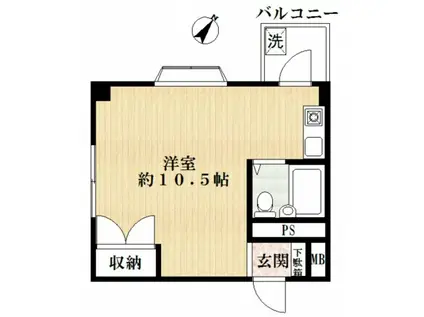 今井ハイツI(ワンルーム/2階)の間取り写真