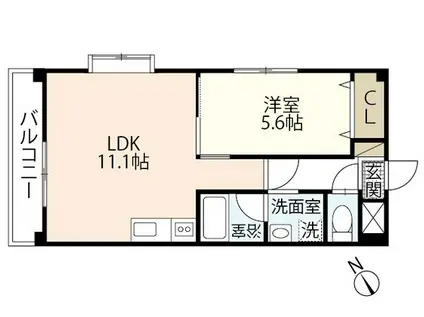 コンフォール空港通(1LDK/4階)の間取り写真