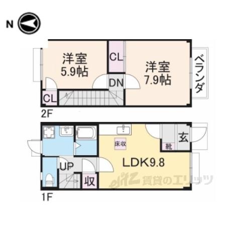 クレストビレッジ2(2LDK/2階)の間取り写真