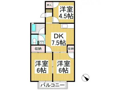 グリーンハイツA(3DK/2階)の間取り写真