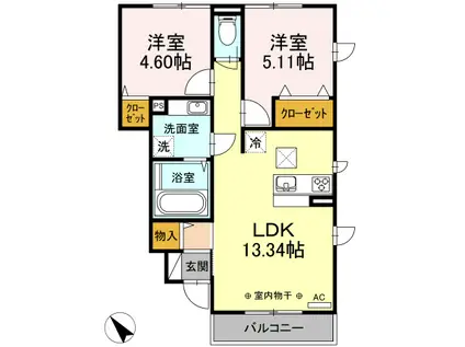 MORINOKI(2LDK/1階)の間取り写真