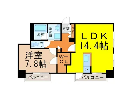 コンフォート新栄(1LDK/9階)の間取り写真