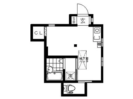パサージュ柿の木坂(ワンルーム/1階)の間取り写真