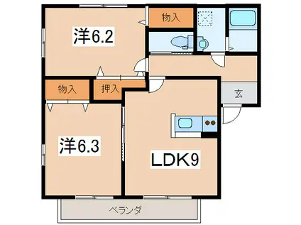 スクローファ オル(2LDK/1階)の間取り写真