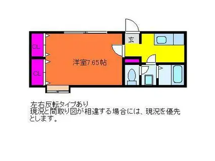 ハウスパーシモンIII(1K/2階)の間取り写真