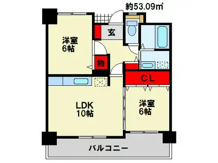 シャンピア真鶴(2LDK/8階)の間取り写真