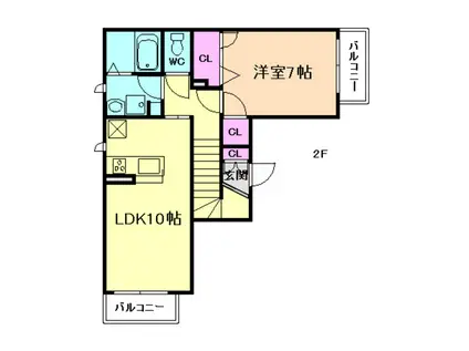 メゾン・ド・ヨド(1LDK/2階)の間取り写真