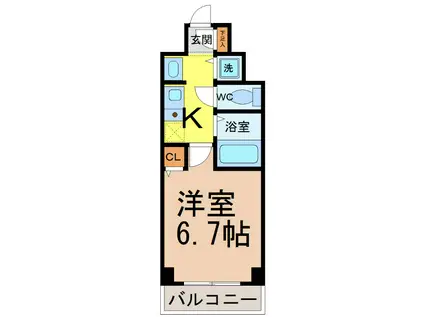 ライジングコート名古屋駅前東(1K/8階)の間取り写真