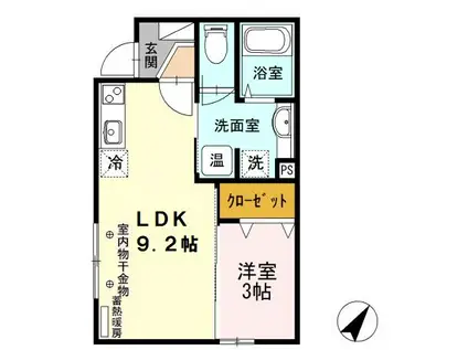 D-ROOM元中野(1LDK/1階)の間取り写真