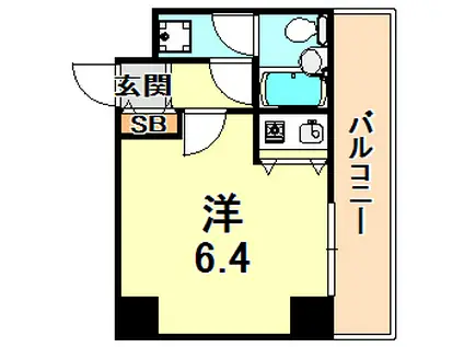 六甲道シティハウス(ワンルーム/6階)の間取り写真