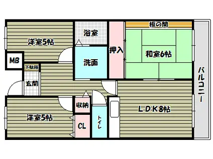 プレスト・コート 弐番館(3DK/5階)の間取り写真
