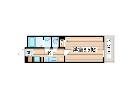 パークフラッツ五橋(1K/8階)の間取り写真