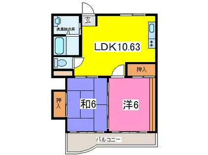 コウエイビル(2LDK/2階)の間取り写真