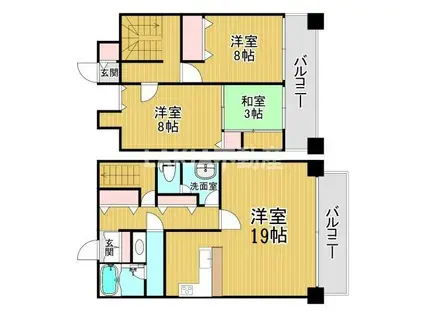 グランピア京町堀(3LDK/8階)の間取り写真