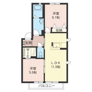 シャトレーンさやか(2LDK/1階)の間取り写真