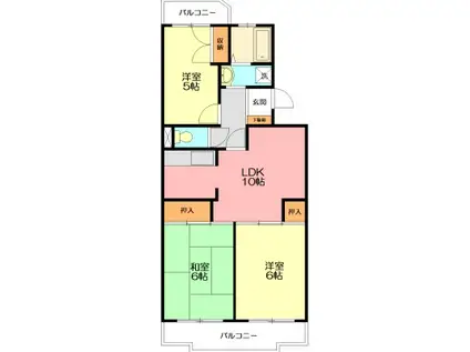 ジュネス星野(3LDK/4階)の間取り写真
