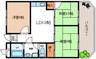 北本町パールハイツ(3DK/4階)の間取り写真