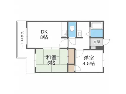 コーポ佐野富月寒東(2DK/3階)の間取り写真