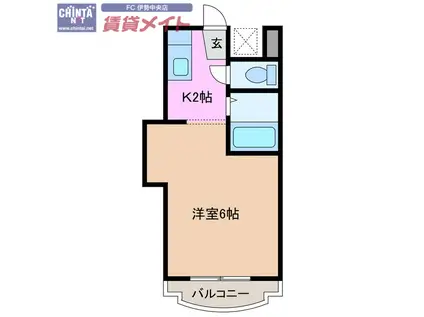 レジデンス岡本(1K/1階)の間取り写真