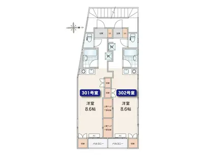 内賢ビル(ワンルーム/3階)の間取り写真