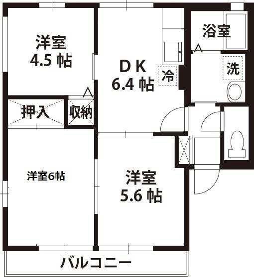 カーサ天神台B(3DK/2階)の間取り写真