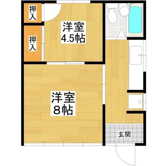 鈴木ハイツ(2K/1階)の間取り写真