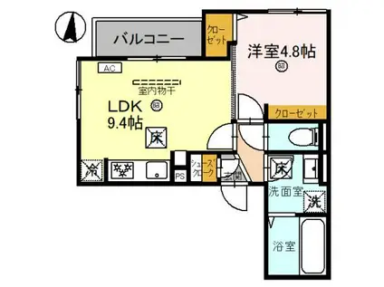 D-LUCE黒田-ウエスト(1LDK/1階)の間取り写真