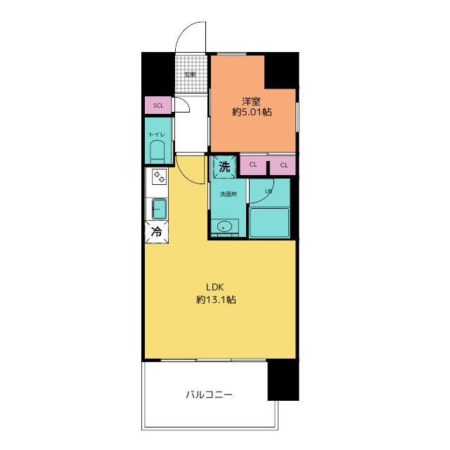 プレジオ川口(1LDK/12階)の間取り写真