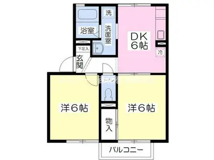 リバーサイド・アイルC(2DK/2階)の間取り写真