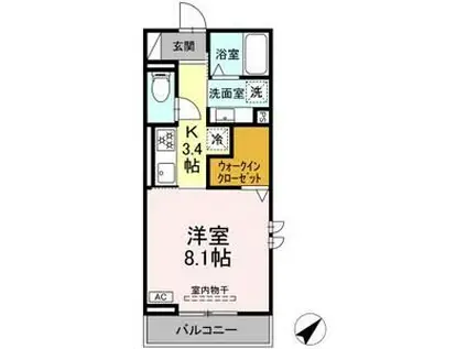 AXIS(1K/2階)の間取り写真