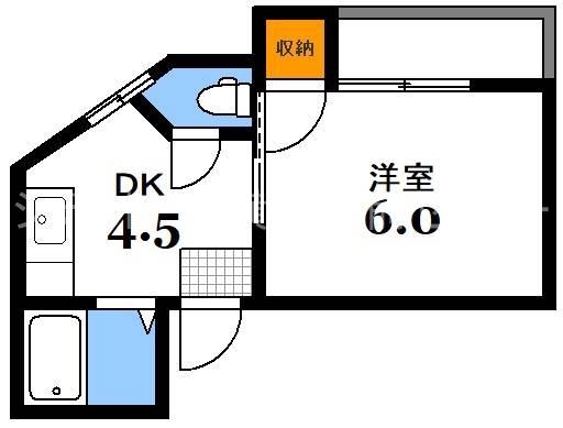 戸花マンション(1DK/2階)の間取り写真