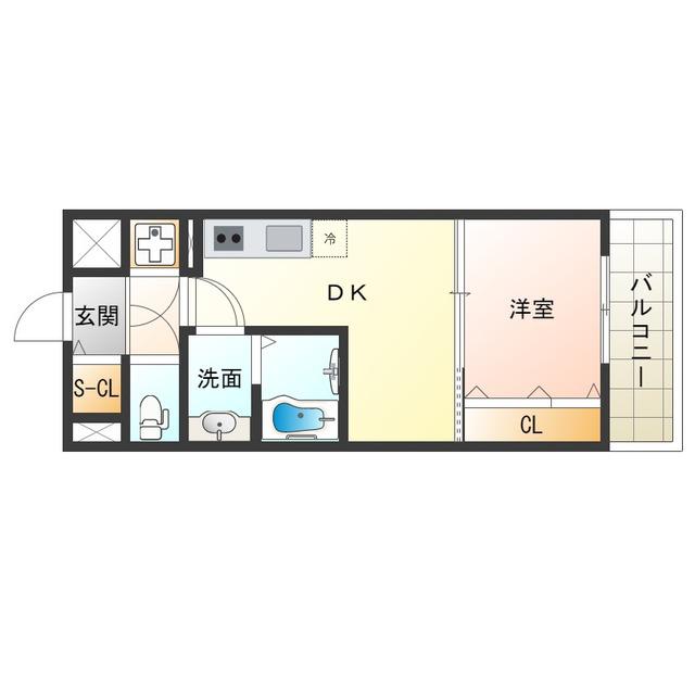 サムティ福島ルフレ(1DK/2階)の間取り写真