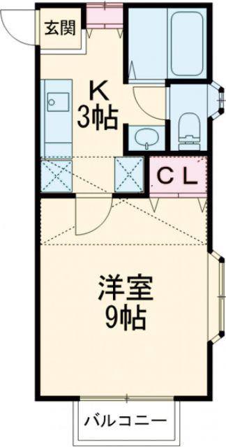 ツインフォレスト(1K/2階)の間取り写真