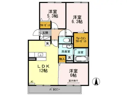 メゾンドヒル(3LDK/3階)の間取り写真