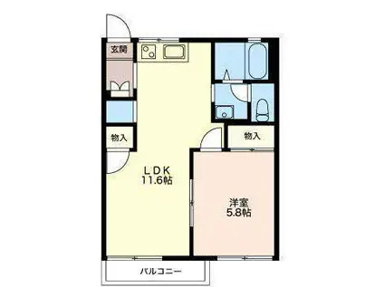 シャトレ美鈴(1LDK/2階)の間取り写真