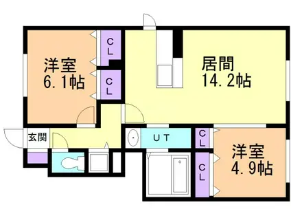 オルキス(2LDK/1階)の間取り写真