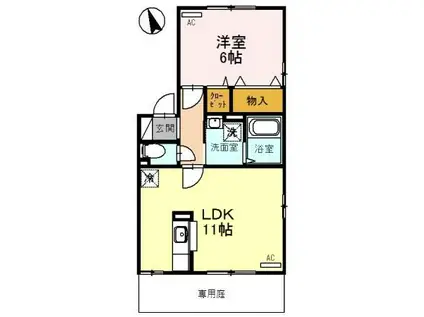 セジュール季(1LDK/1階)の間取り写真