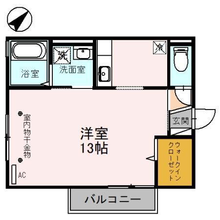 リビングタウン小松弐番館 B棟(ワンルーム/2階)の間取り写真