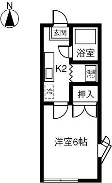 グリーンハイムA(1K/2階)の間取り写真