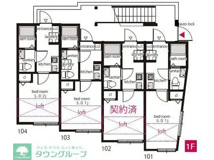 フォレストタウンY(1K/1階)の間取り写真